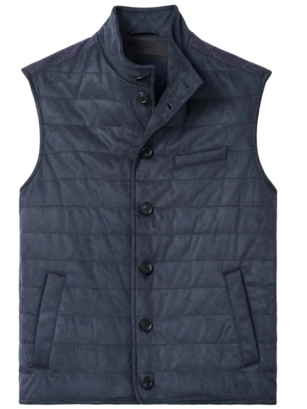 NWT!! johnnie-O Sutter Quilted Faux Suede Puffer Vest Nave -Large